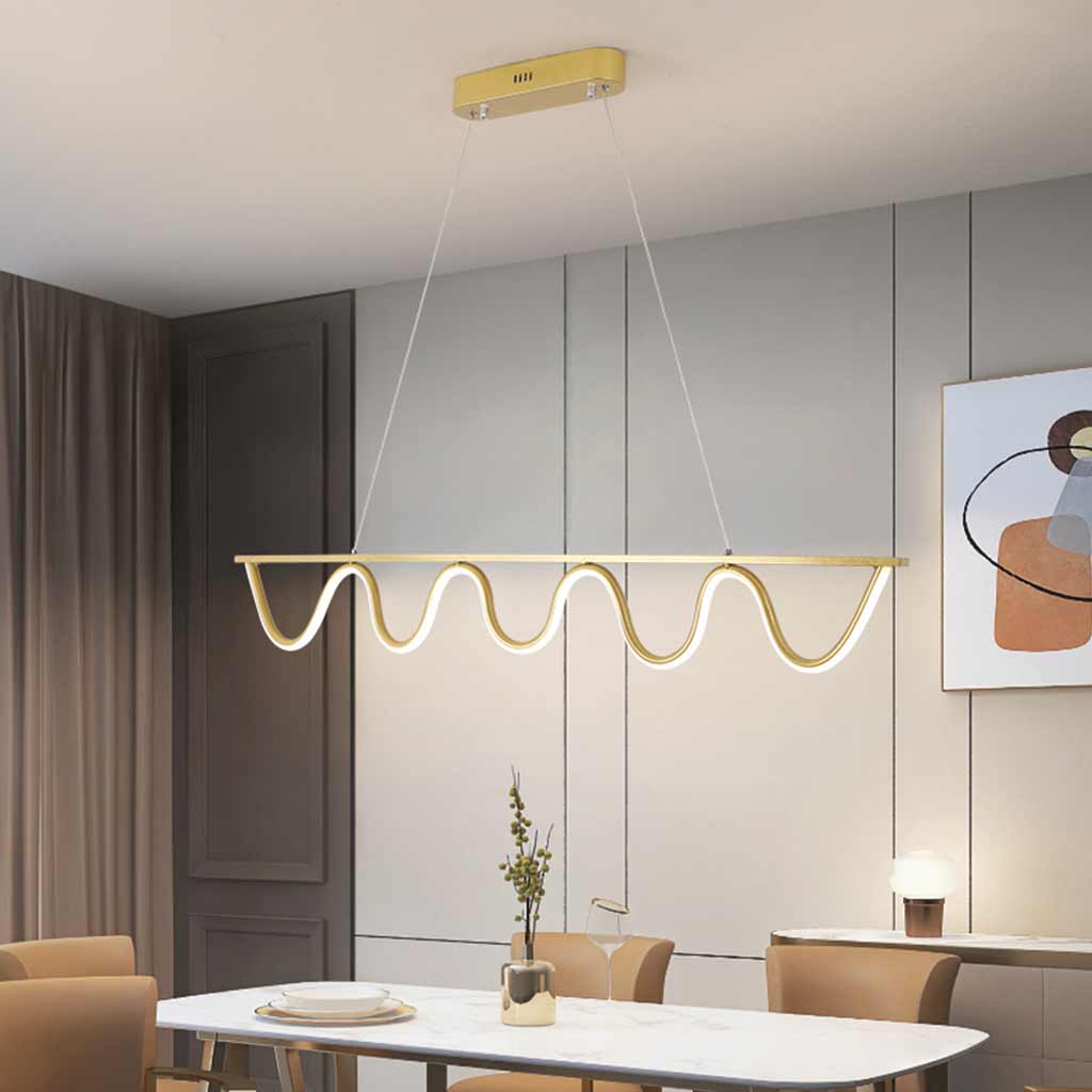 Modern Linear Wavy Dimmable LED Hanging Pendant Light | VAXLAMP