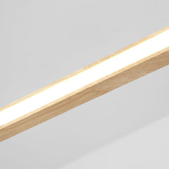 Modern Minimalist Oval Linear LED Wood Chandelier Detail LED
