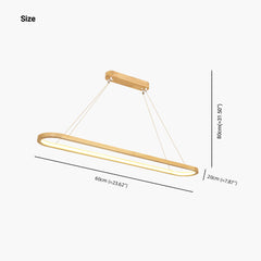 Modern Minimalist Oval Linear LED Wood Chandelier Size 60cm