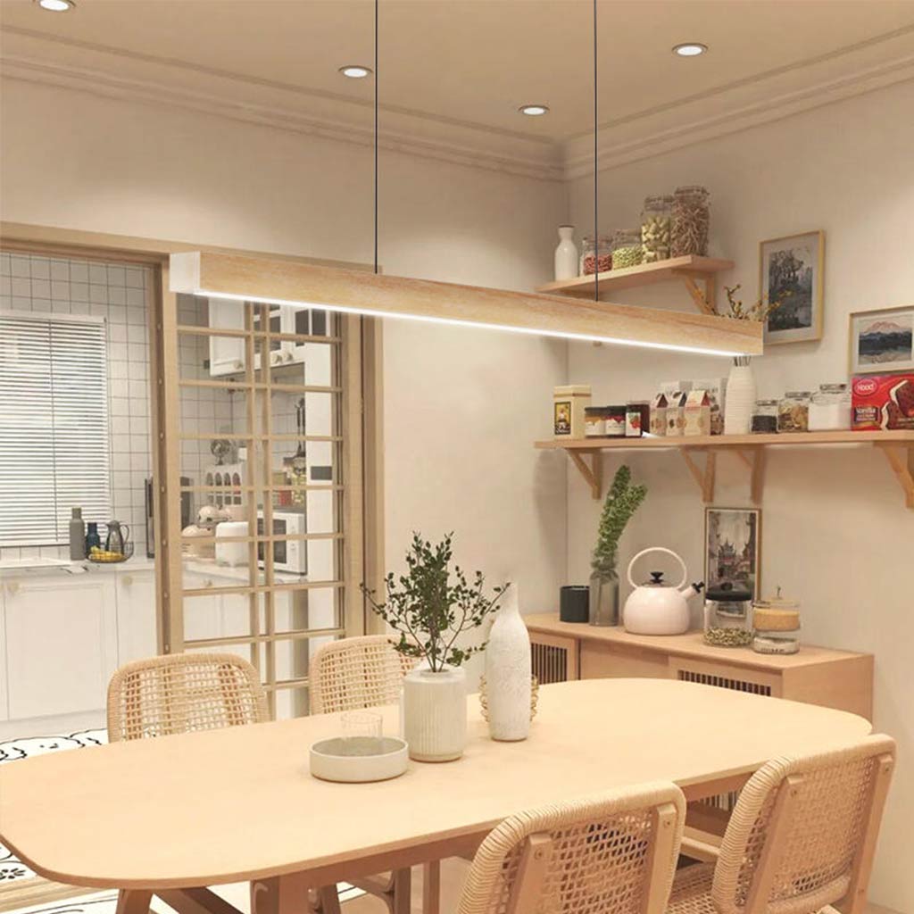 Modern Minimalist Wood Linear Pendant Lighting | VAXLAMP