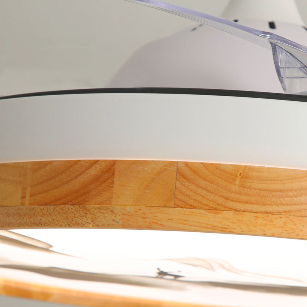 Modern Natural Wood Acrylic Ceiling Fan with Light Detail Shade