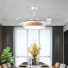 Modern Natural Wood Acrylic Ceiling Fan with Light Dining Room A