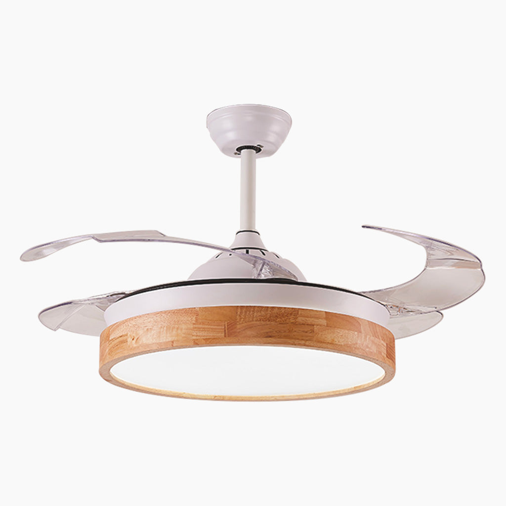 Modern Natural Wood Acrylic Ceiling Fan with Light Main B