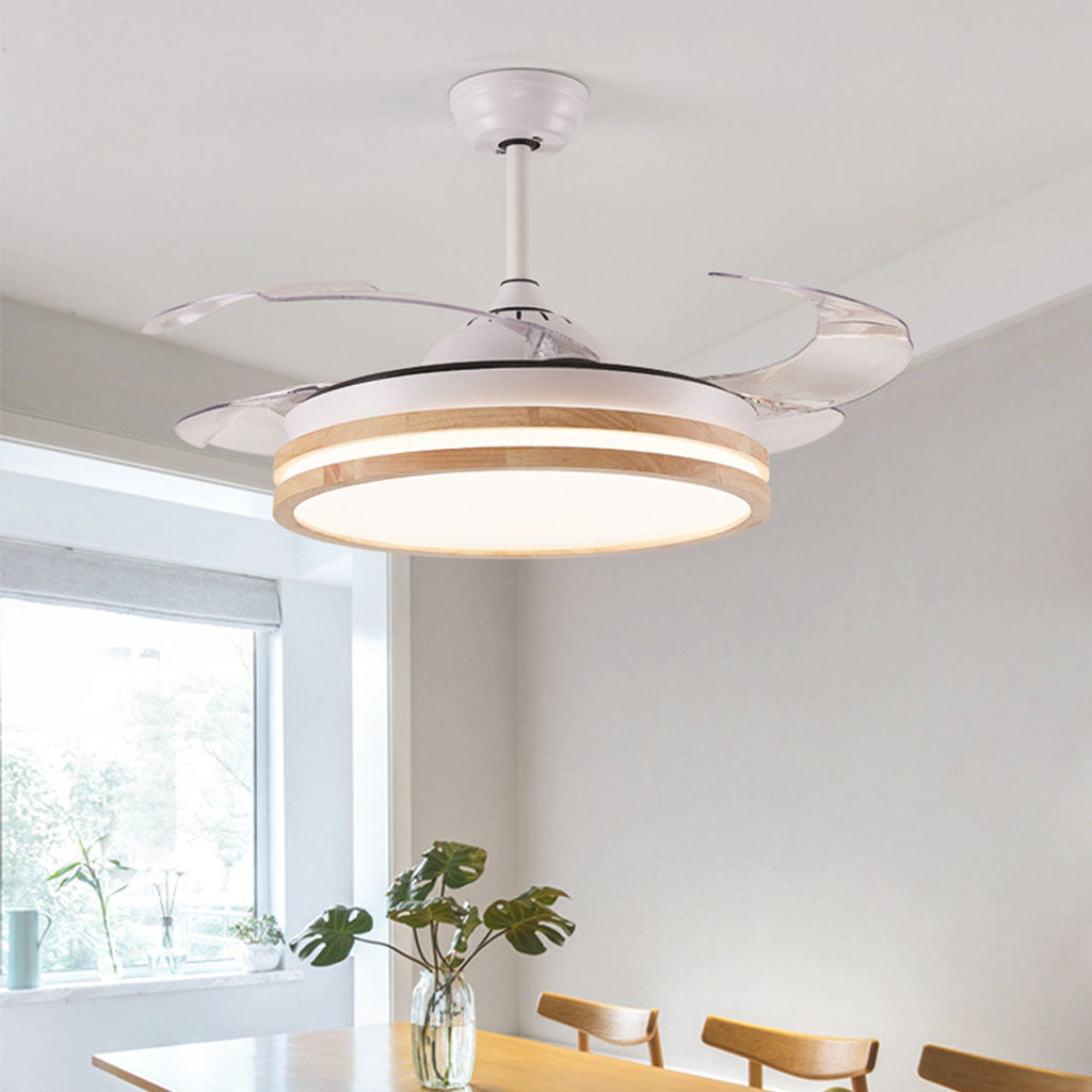 Modern Natural Wood Acrylic Ceiling Fan with Light Meeting Room C