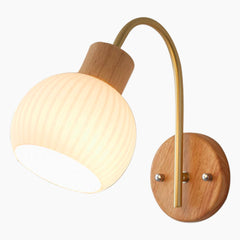 Modern Natural Wood Iron Plug In Wall Sconce A