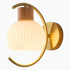 Modern Natural Wood Iron Plug In Wall Sconce B