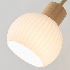 Modern Natural Wood Iron Plug In Wall Sconce Detail Shade