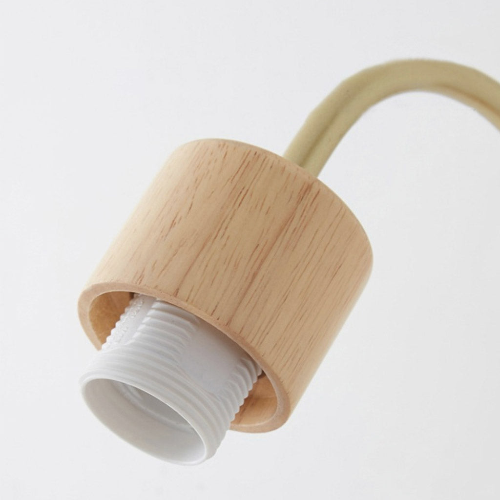 Modern Natural Wood Iron Plug In Wall Sconce Detail Holder