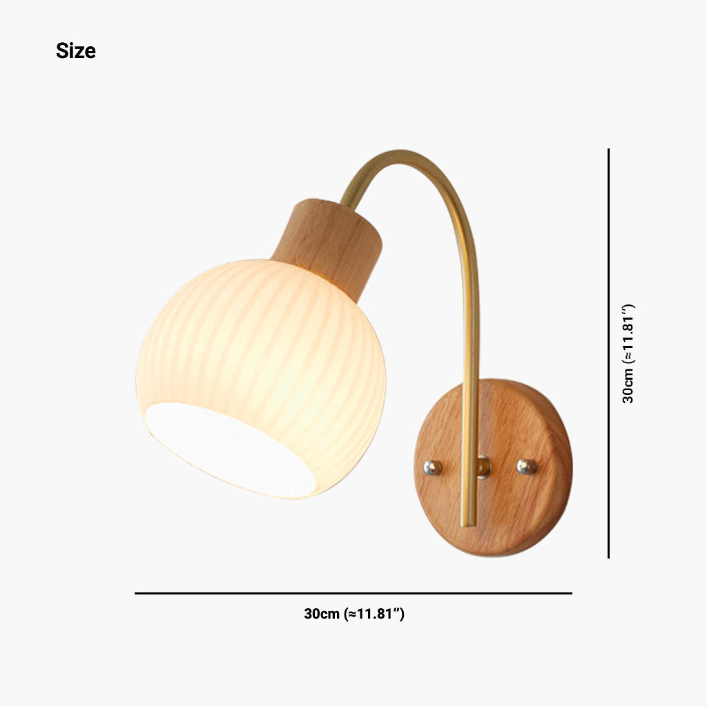 Modern Natural Wood Iron Plug In Wall Sconce Size A
