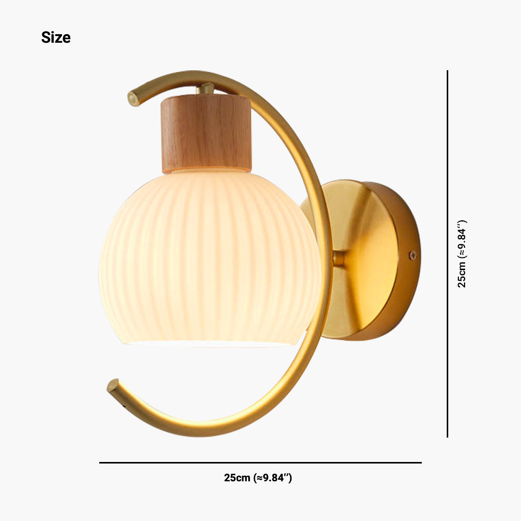 Modern Natural Wood Iron Plug In Wall Sconce Size B