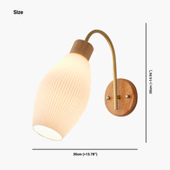 Modern Natural Wood Iron Plug In Wall Sconce Size C