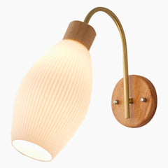 Modern Natural Wood Iron Plug In Wall Sconce C