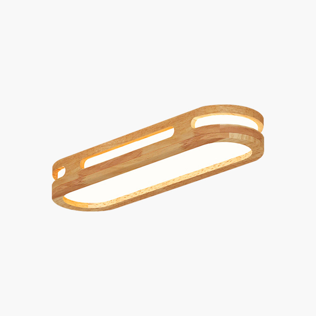 Modern Rectangular Wood Flush Mount Ceiling Light | VAXLAMP