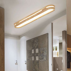 Modern Rectangular Wood Acrylic Flush Mount Ceiling Light Coatroom
