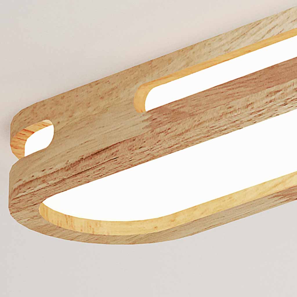 Modern Rectangular Wood Flush Mount Ceiling Light | VAXLAMP