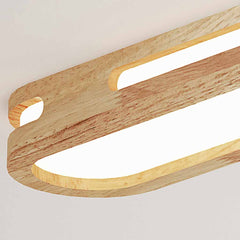 Modern Rectangular Wood Acrylic Flush Mount Ceiling Light Detail LED