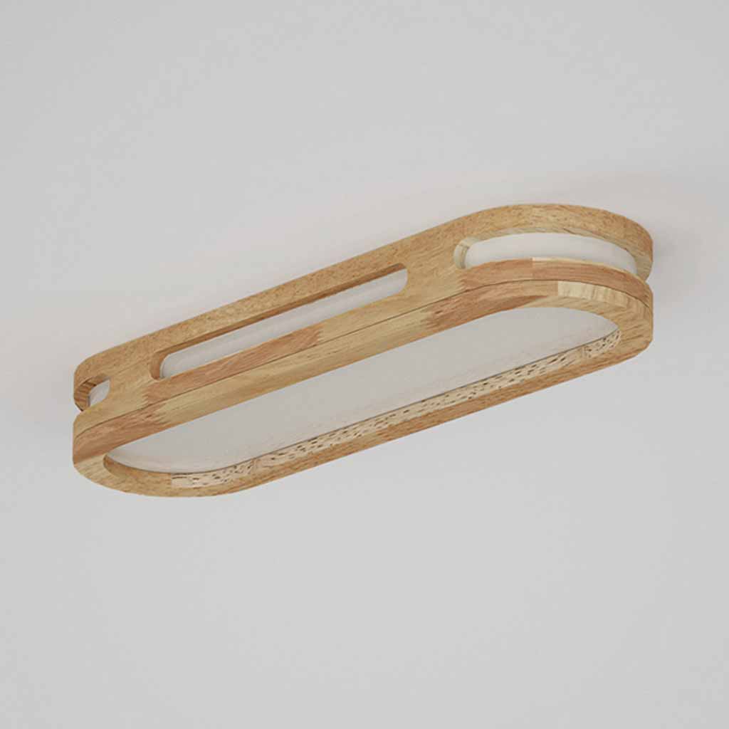 Modern Rectangular Wood Acrylic Flush Mount Ceiling Light Off