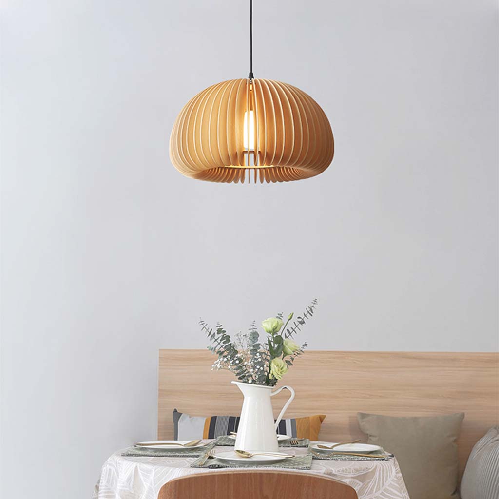Modern Scandinavian Wood Japanese Pendant Light Dining