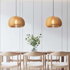 Modern Scandinavian Wood Japanese Pendant Light Restaurant