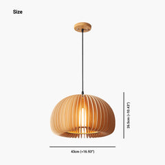 Modern Scandinavian Wood Japanese Pendant Light Size