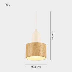 Moderne kleine hanglamp wit en houtnerf ijzer