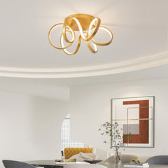 Modern Wave Semi Flush Mount Chandelier Ceiling Light Meeting Room Gold