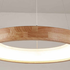 Modern Wood Acrylic Ring Chandelier Pendant Light Detail Shade