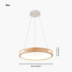Modern Wood Acrylic Ring Chandelier Pendant Light Size