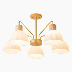 Lampadella leggera a soffitto a montaggio semi-filo moderno per soggiorno, legno e vetro