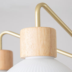 Modern Wood Glass Semi Flush Chandelier Holder