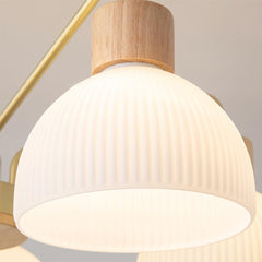 Modern Wood Glass Semi Flush Chandelier Shade