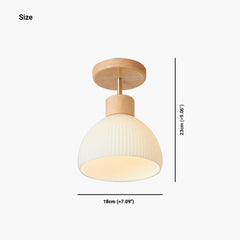 Modern Wood Glass Semi Flush Chandelier Size 1 Light