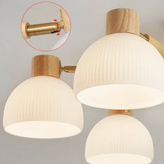 Modern Wood Glass Semi Flush Mount Chandelier Detail