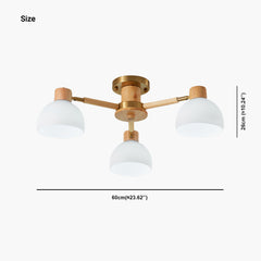 Modern Wood Glass Semi Flush Mount Chandelier Size 3 Lights