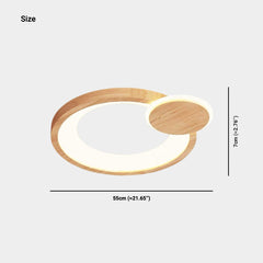 Modern Wood Round Ceiling Light Flush Mount LED