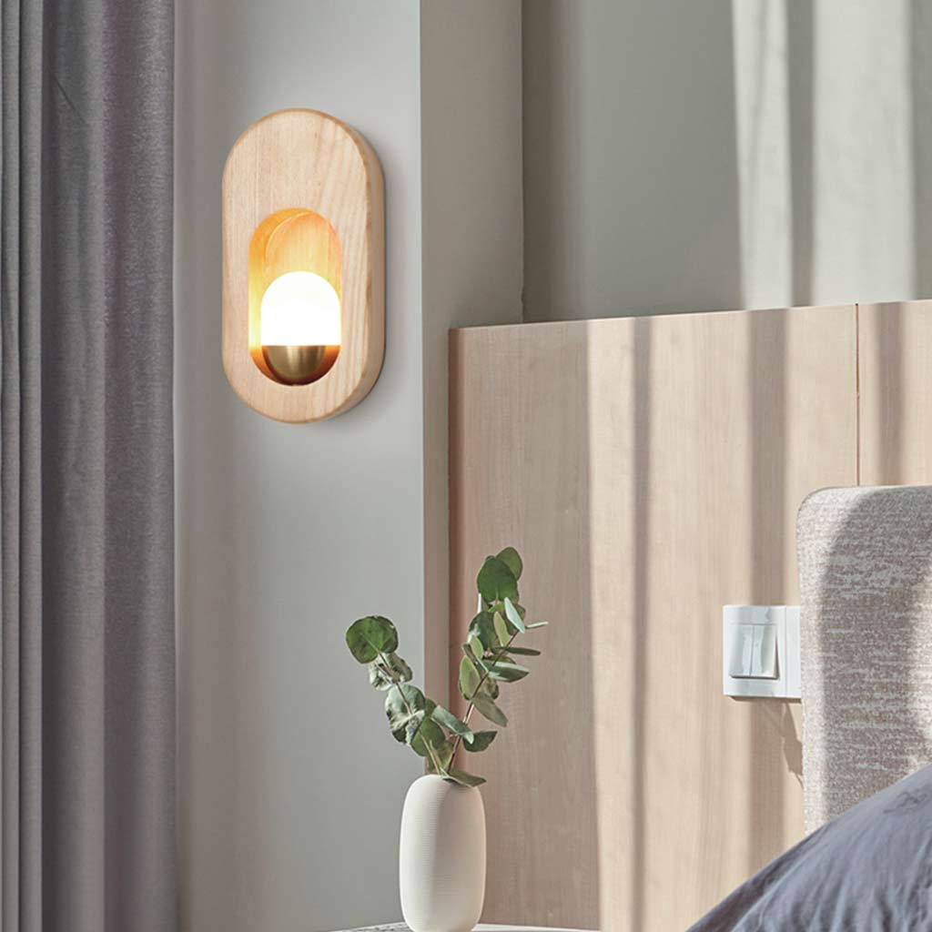 Modern wood outlet wall sconce
