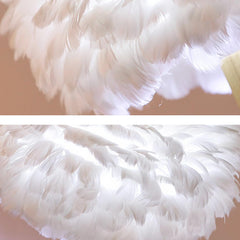Modern Wood White Feather Table Lamp Shades