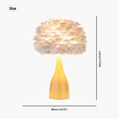 Modern Wood White Feather Table Lamp Size