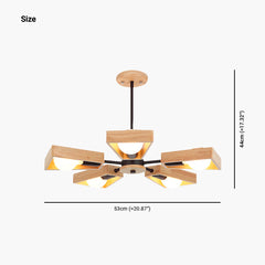 Chandelier Modern Metal Wood and Iron, Black