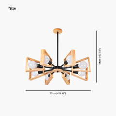 Chandelier Modern Metal Wood and Iron, Black