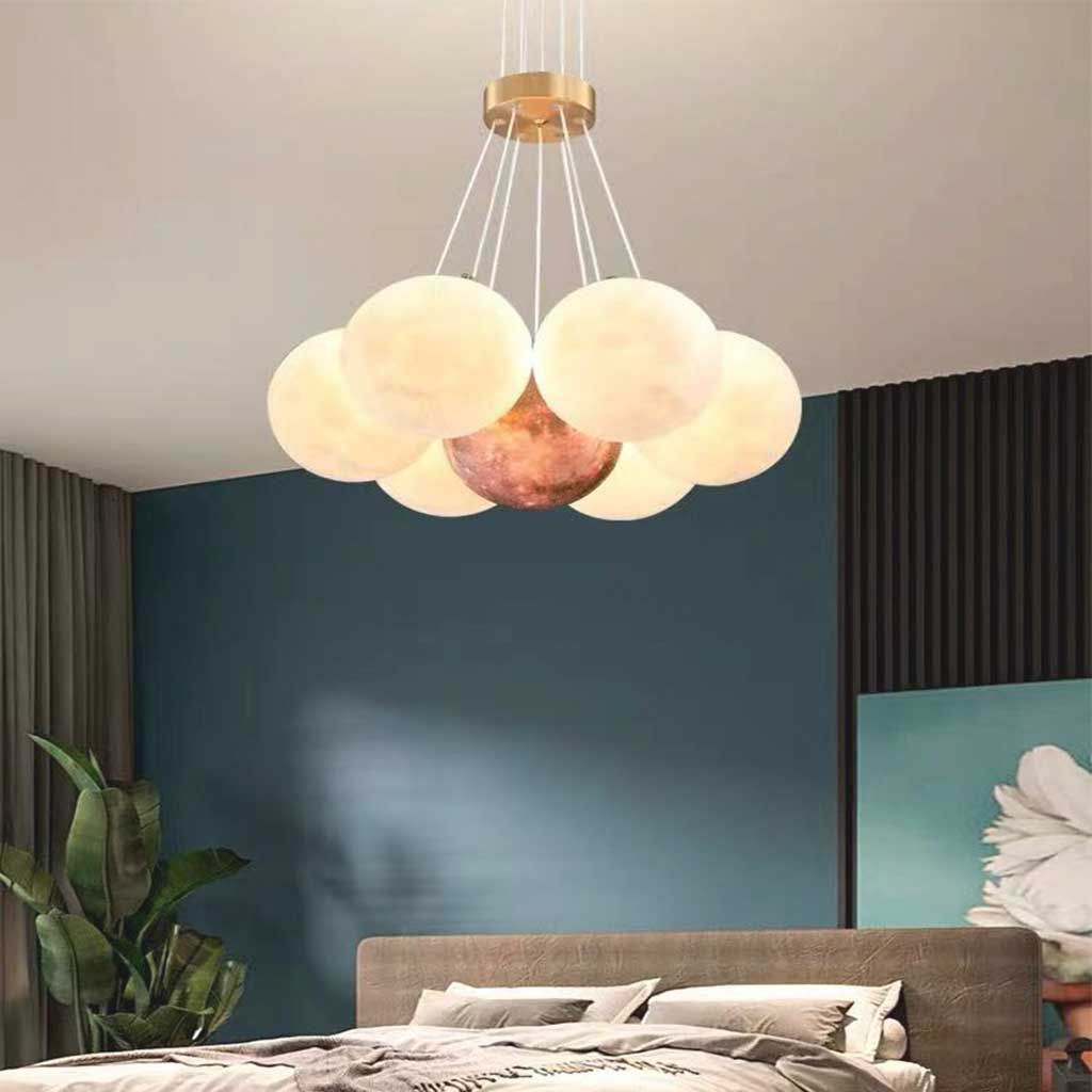 Moon Bubble Chandelier Colored Bedroom