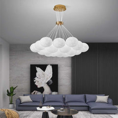 Moon Bubble Chandelier White Living Room