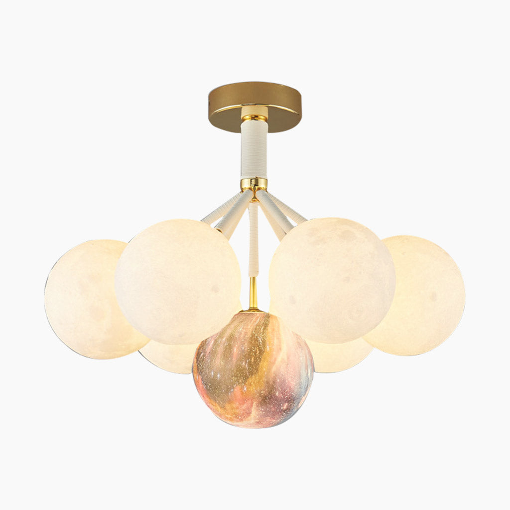 Moon Bubble Light Fixture 7 Color Flush Mount