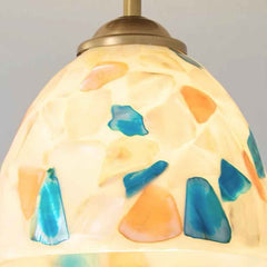 Lámpara de techo con concha de cristal de colores mosaico, montaje semiempotrado