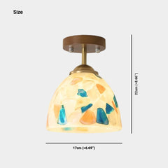 Lámpara de techo con concha de cristal de colores mosaico, montaje semiempotrado
