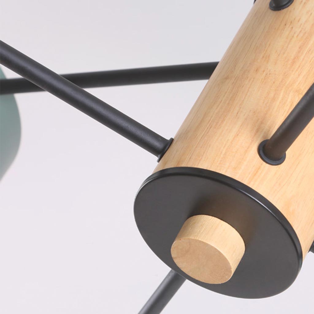Multi Arm Nordic LED Metal Wood Chandelier Detail Branch