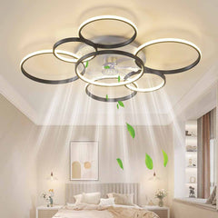 Többgyűrűs mennyezeti ventilátor lámpa Csendes akril lapáttal