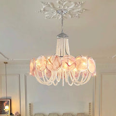 Araña de cristal de Murano con forma de disco, redonda francesa perla