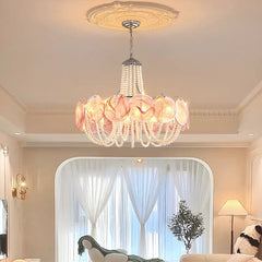 Araña de cristal de Murano con forma de disco, redonda francesa perla