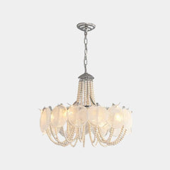 Araña de cristal de Murano con forma de disco, redonda francesa perla